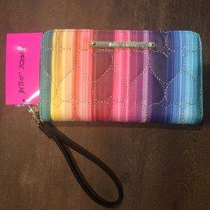 Betsey Johnson Rainbow Quilted Hearts Wristlet